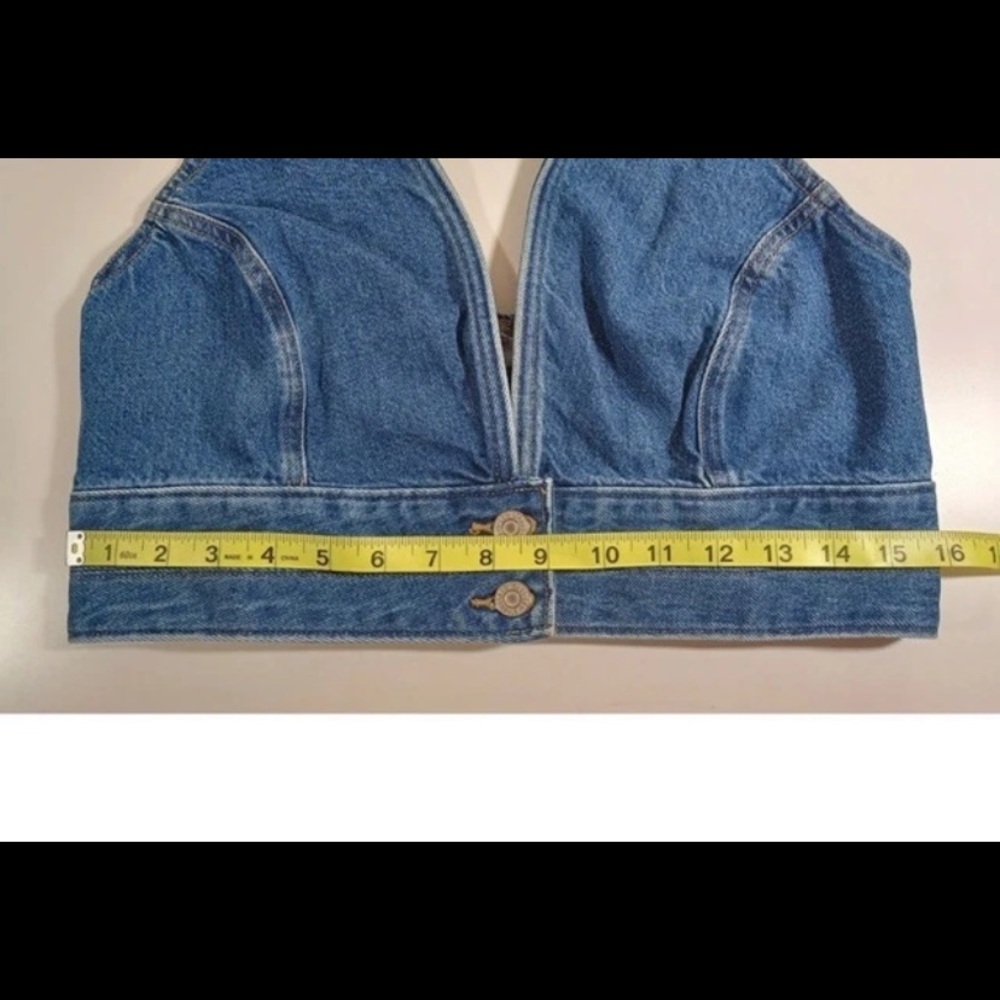 Levi's DAISY Denim JEAN Cowgirl Crop Top HALTER Stretch S110786 SIZE Large NWT - Picture 10 of 13